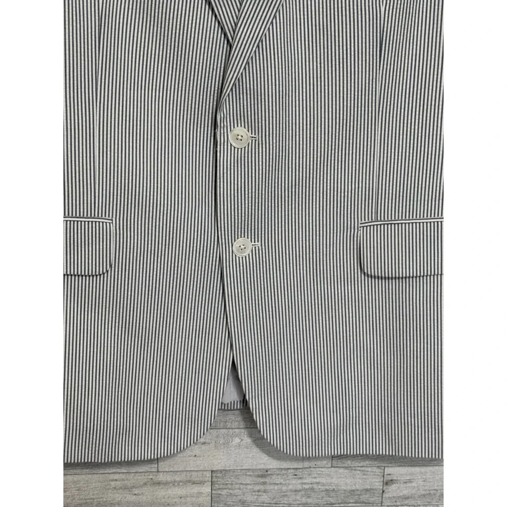 Brooks Brothers 346 Mens 44R Seersucker Blazer Blue White Striped Sport Coat